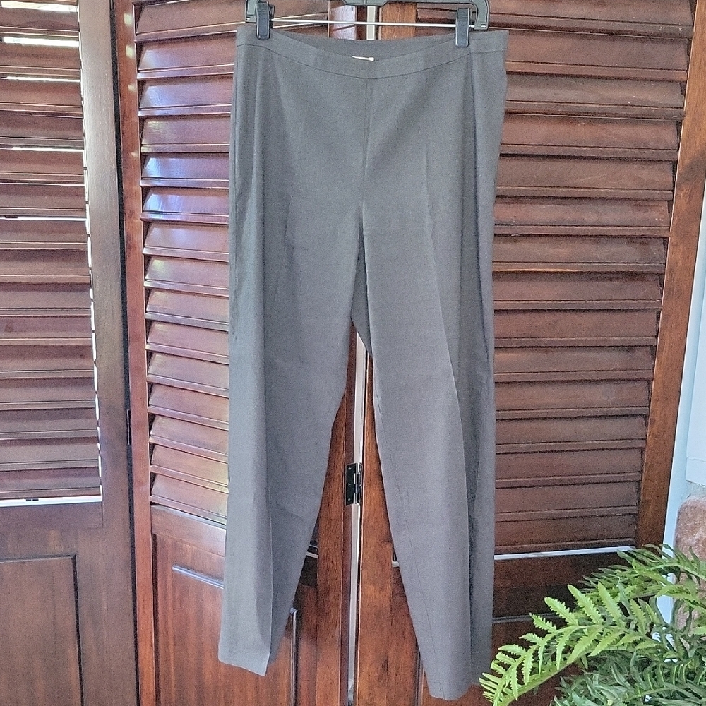 Eileen Fisher Charcoal Linen Blend Pants Lightweight Casual Straight Leg Sz 12